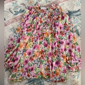 ZARA floral long sleeve blouse